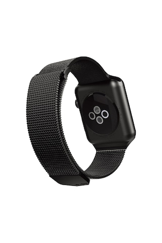 Watch 10 46mm Uyumlu Metal Hasır Kordon Raptic Hybrid Serisi Siyah Siyah