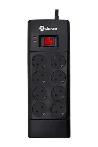 Dexim Sp08dg 8port Akım Koruyucu Priz Siyah 1.8 Metre