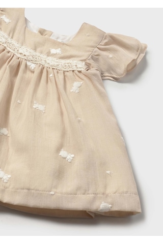 Kız Bebek Elbise Külot Takım 1802 Bej