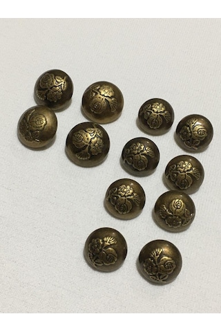 Blazer Ceket Düğmesi Gül Desen Oksit Metalize Plastik Takım 527