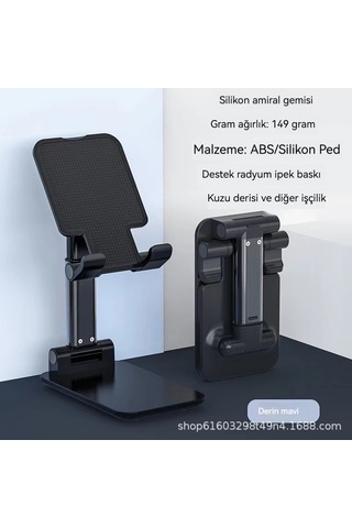 Aurora Taşınabiler Teleskopik Tembel Katlandır Silikon Masaüstücep Telefonu Tutucu Siyah Siyah