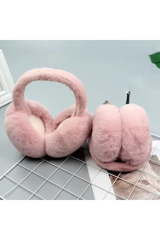Eleven Markets Soğuktan Koruyucu Soft Peluş Katlanabilir Kulak Koruyucu Kulaklık Pembe