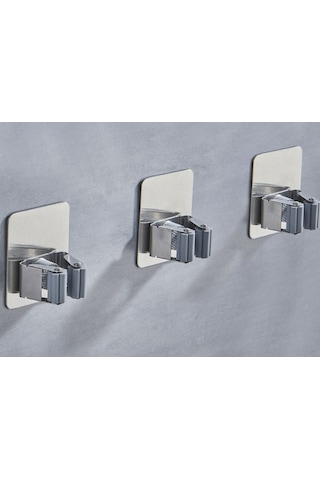 Shineyee Duvar Montajlı 3 Parça Paslanmaz Çelik Süpürge Tutucu, Otomatik Ayarlı Anti-kayma Kanca, Banyo-mutfak-garaaj İçin Su Geçirmez Organizer