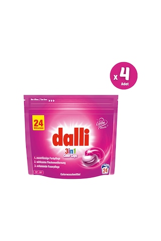 Dalli Renkli Çamaşırlar İçin Kapsül Çamaşır Deterjanı 3'ü 1 Arada 96 Yıkama 1 Koli/4 Adet Set