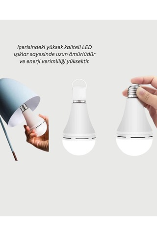 Şarjlı Led Ampul 30 Watt Soğuk Beyaz Belirtilmemiş