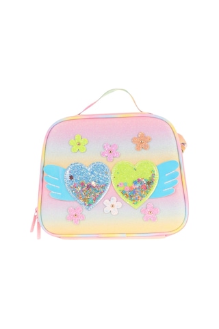 Kaukko Kids Kız Çocuk Isı Yalıtımlı Okul/piknik Beslenme Çantası Simli Kalp Ve Çiçekler L7213 Mavi - Yeşil