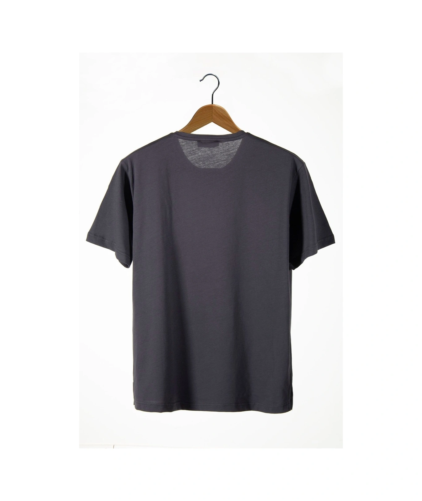 Veaven Unisex Antrasit Önü Uçak Baskılı Bisiklet Yaka Oversize Kalıp Basic Pamuklu T-shirt Gri
