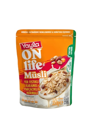 Yayla Onlife Yer Fıstıklı Karamel Parçacıklı Ve Hurmalı Müsli 350 G X12