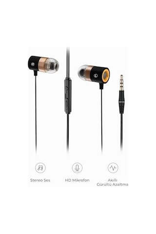 Eh103 Kablolu 3.5mm Jacklı Mikrofonlu Kulak İçi Kulaklık - Gürültü Önleyici Mikrofon, Ses Ayarı Pane