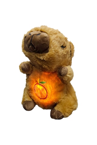 Nefes Alan Capybara 1 Adet Peluş Uyku Arkadaşı Melodili Kapibara 25 Cm. Kahverengi