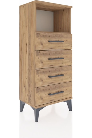 Arges Komodin Tek Raflı 4 Çekmeceli 44x30x106 Çam-çam Çam