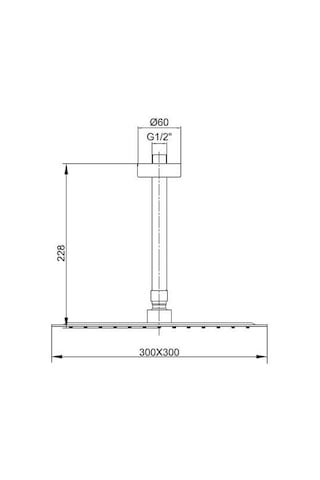 Ar Ark İnce Kare Tepe Duş Başlığı Tavandan Borulu 300x300 Mm 102145059 Krom
