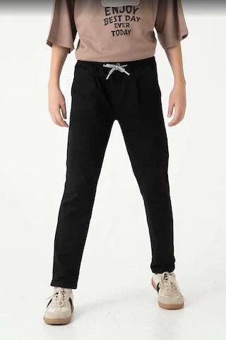 Duble Paça Kemer Düğmeli Erkek Çocuk Eşofman Altı 7435s Siyah