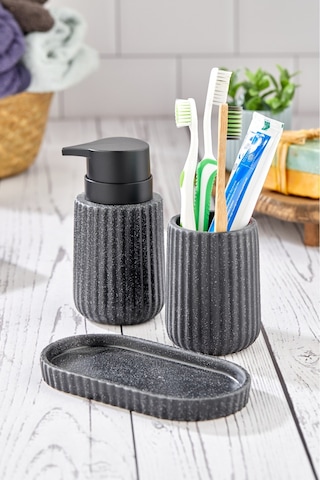 Cooker 3 Parça 180 Ml Seramik Sıvı Sabunluk Ve Banyo Seti Ckr3430 Siyah