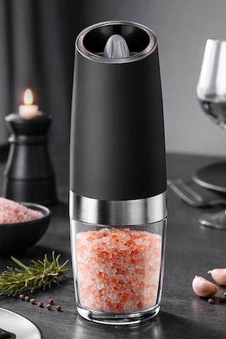 Primanova Gadget Gravity Paslanmaz Çelik Otomatik Tuz & Karabiber Öğütücü Pilli