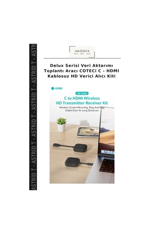 Delux Serisi Veri Aktarımı Toplantı Aracı Coteci C - Hdmı Kablosuz Hd Verici Alıcı Kiti