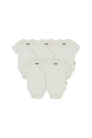 Civil Baby Düz Kısa Kol 5 li 3-9 Ay Çıtçıtlı Badi Beyaz
