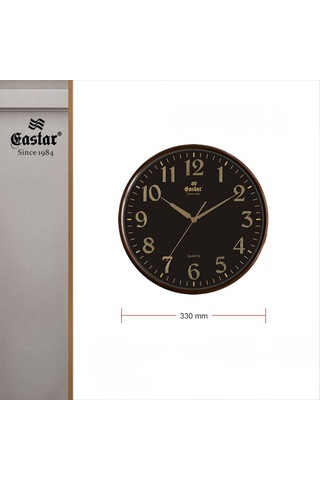 Eastar A3083 3d Kabartma Rakamlı İnce Kasa Sessiz Duvar Saati 33 Cm Siyah