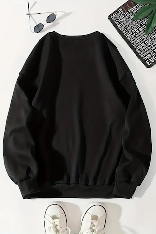 Unisex Siyah Minimal Believe Baskılı Bisiklet Yaka Sweatshirt- Kışlık Şardonlu Kumaş Siyah