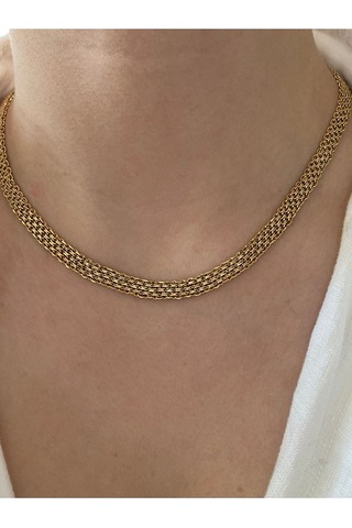 Örme Zincir Çelik Kararmaz Kadın Gold Kolye