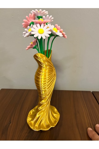 Vazo Dekoratif 3d Açık Altın