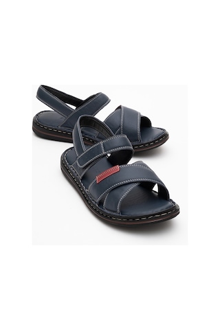 Dericlub Erkek Çapraz Bantlı Sandalet Gerçek Deri Dc 1216 Lacivert