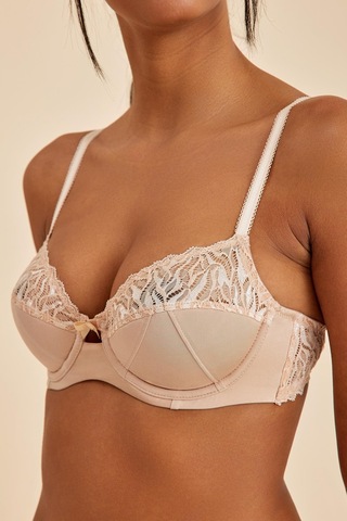 Emma Ten Balenli Dantelli Dolgulu Toparlayıcı Yarım Kap Sütyen Ten