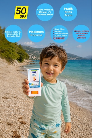 Suya Dayanıklı Doğal Güneş Stick Spf 50