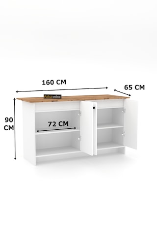 Ae-2080 Patentli Ayder Mutfak Adası Beyaz/çam Raflı, Çok Amaçlı