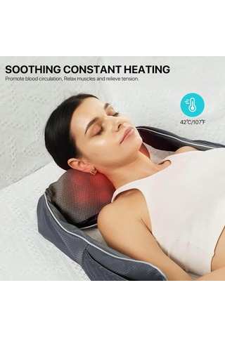 Alljoy Isıtmalı Boyun Masajı, 2200mah Pil Kablosuz, Boyun Omuz Sırtı İçin Masaj, 20 Dakikalık Shiatsu Masajı. Otomatik Kapanma Ve Çanta