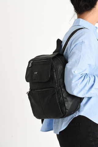 571 Collections Yıkanmış Deri Sırt Çantası Siyah Model: 571-9-11a - Siyah