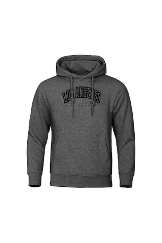 Tarzsokak Los Angeles California Siyah Baskılı Erkek Sweat Hipster Sıcak Kapşonlu Hip Hop Crewneck Kapü Antrasit