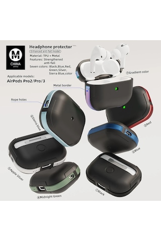 Muratech Movenchy Apple Uyumlu AirPods 3 3.nesil Mo-a8 Armor Kılıf - Sierra Blue