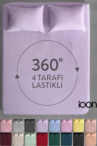 İqon Ranforce Dokuma Lastikli Çarşaf Takımı Çift Kişilik - 21 Renk Lila