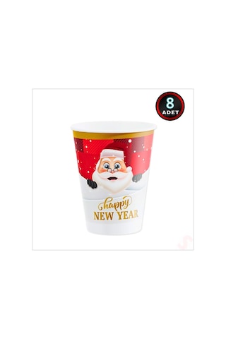 Yılbaşı Noel Baba Karton Bardak - 8 Adet