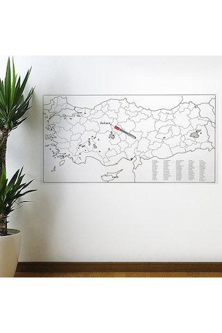 Yazılabilir Türkiye Haritası Manyetik Duvar Stickerı 110 X 56 Cm 5570 Çok Renkli