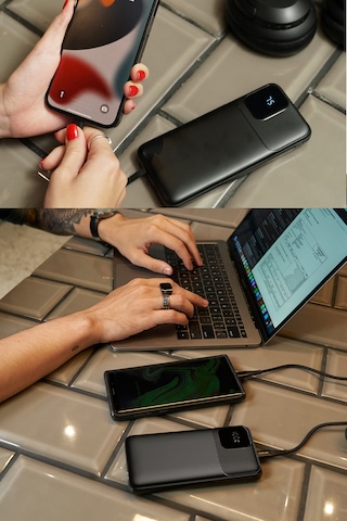 Powerbank 10000 Mah 22,5w Usb-c 2x Usb-a Qc 3.0 Pd Led Ekranlı Hızlı Şarj Siyah
