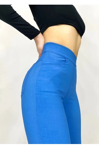 Natasha Beautıful Lastikli Jegging / Tüysüz 85290111 Mavi