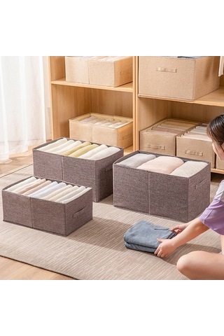 Dancemonkey Cbtx 53l Gardırop Elbise Saklama Kutusu - İmitasyon Keten Yıkanabilir Gri 140l