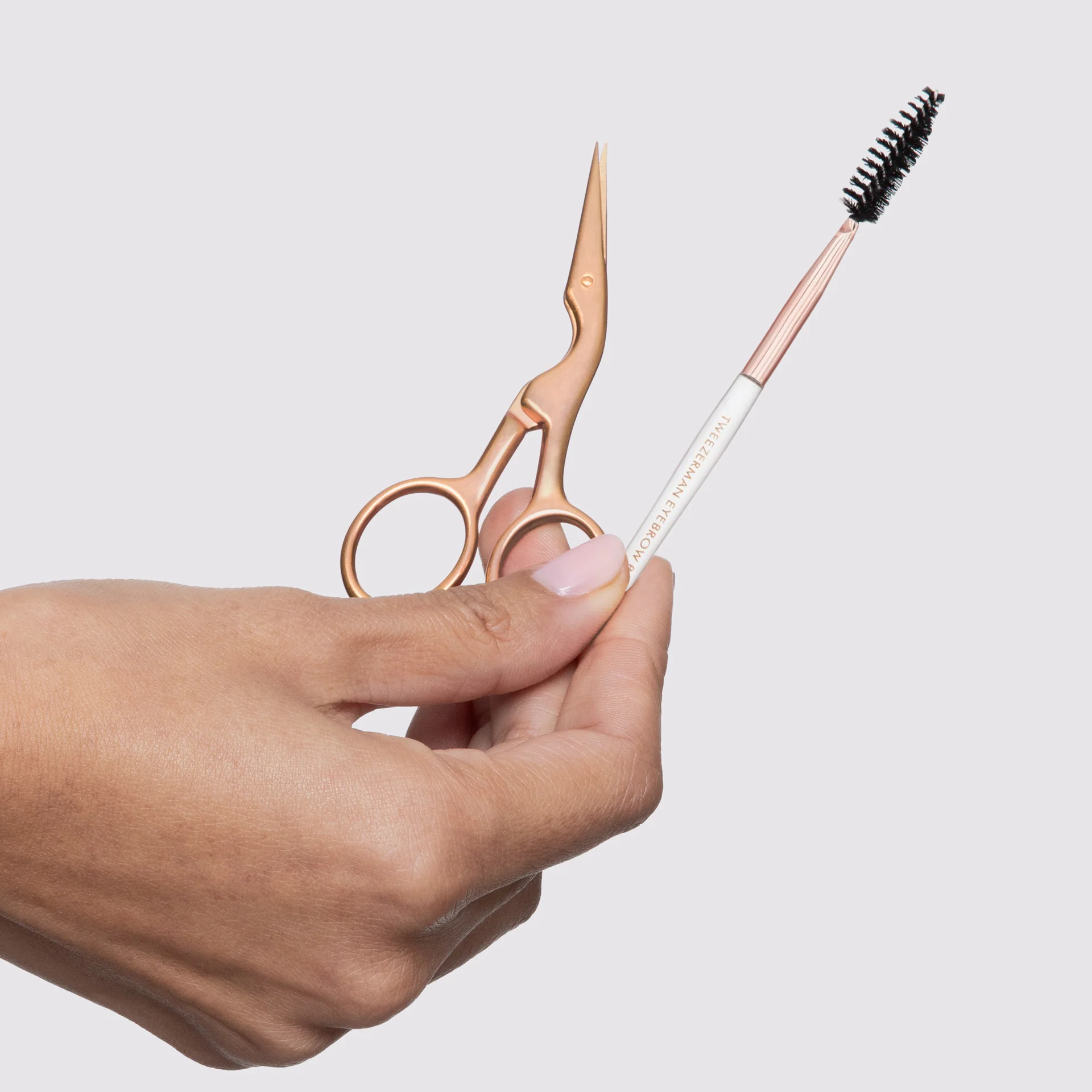 Tweezerman Brow Scissors & Brush Rose Gold - Rose Gold Kaş Makası Ve Fırçası 002 Rose Gold