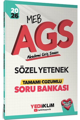 Yediiklim Yayınları 2026 Meb Ags Sözel Yetenek Tamamı Çözümlü Soru Bankası