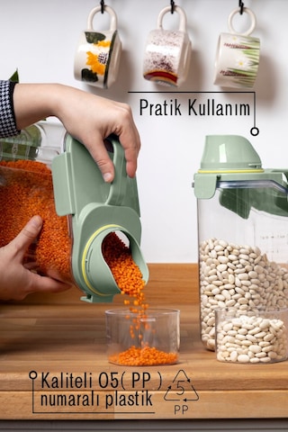 Contalı Sızdırmaz Erzak Saklama Kabı / 1800 Ml / Yeşil - Tekli Yeşil