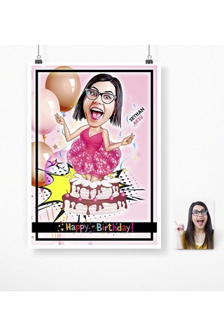 Bk Gift Kişiye Özel Doğum Günü Karikatür Afiş Poster 50 X 70 Cm. 4