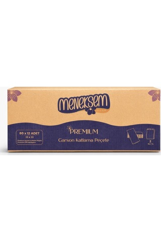 Menekşem Premium Garson Katlama Peçete 33x33 Cm 80 Li X 12 Paket, Toplam 960 Adet, 2 Katlı