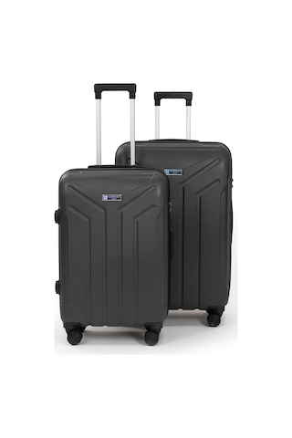 Petra Lüx 2'li Abs Valiz Seti Büyük & Orta Boy Antrasit Antrasit