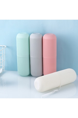 Xurunkeji Taşınabilir Diş Fırçası Seti Kılıfı Diş Macunu Bardak Tutucu Koruma Saklama Kutusu Seyahat Düzenleyici Saklama Kapağı Beyaz Beyaz