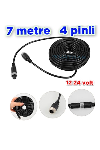 4 Pinli 7 Metre Ticari Araç Kamera Kablosu 12-24 Volt
