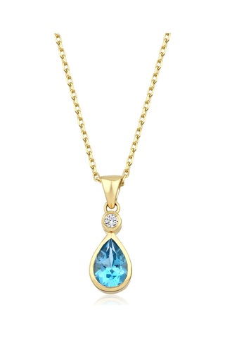 Damla Blue Topaz Tektaş Kolye Sarı