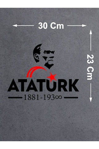Atatürk Ve Ay Yıldız Sticker - Atatürk Yazısı Araba Oto Motosiklet Karavan Sticker - 00621 30x23 Cm