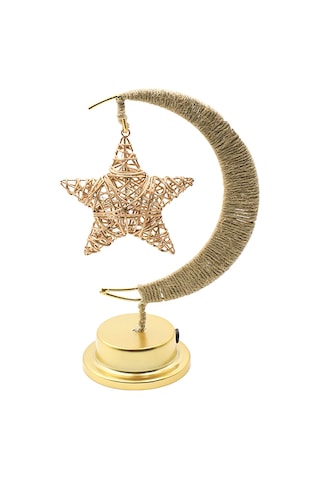 Suofeng Demir Çelik Yıldız Desenli Led Dekoratif Gece Lambası - Usb/pil Beslemeli Isı Işık, Ev Dekoru Hediyelik Altın